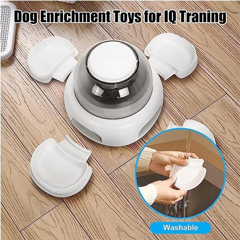 White plastic dog press leakage food feeder with optional plate and disk upgrades.