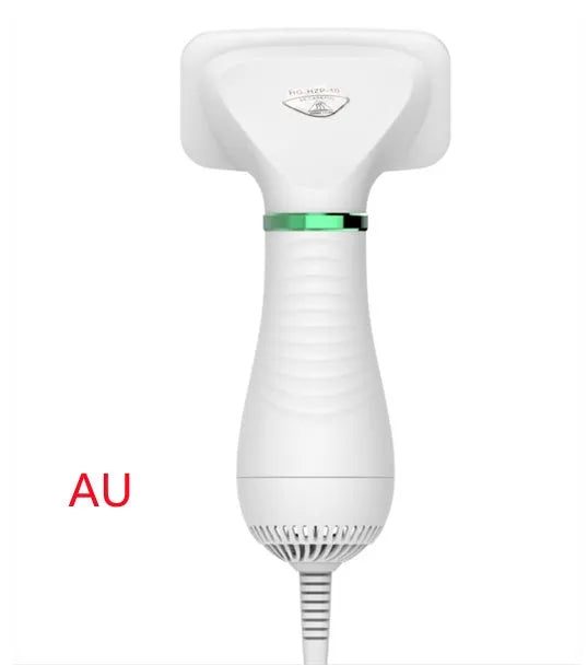 2-in-1 gold pet drying brush with comb, 304 stainless steel needles, rotating head, and UK plug