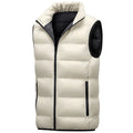 Men's waterproof polyester vest in black with straight hem, front view