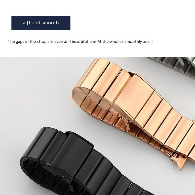 Stainless steel watch strap 202 x 17mm with brushed finish, available in silver gold rose gold and black for Apple Watch