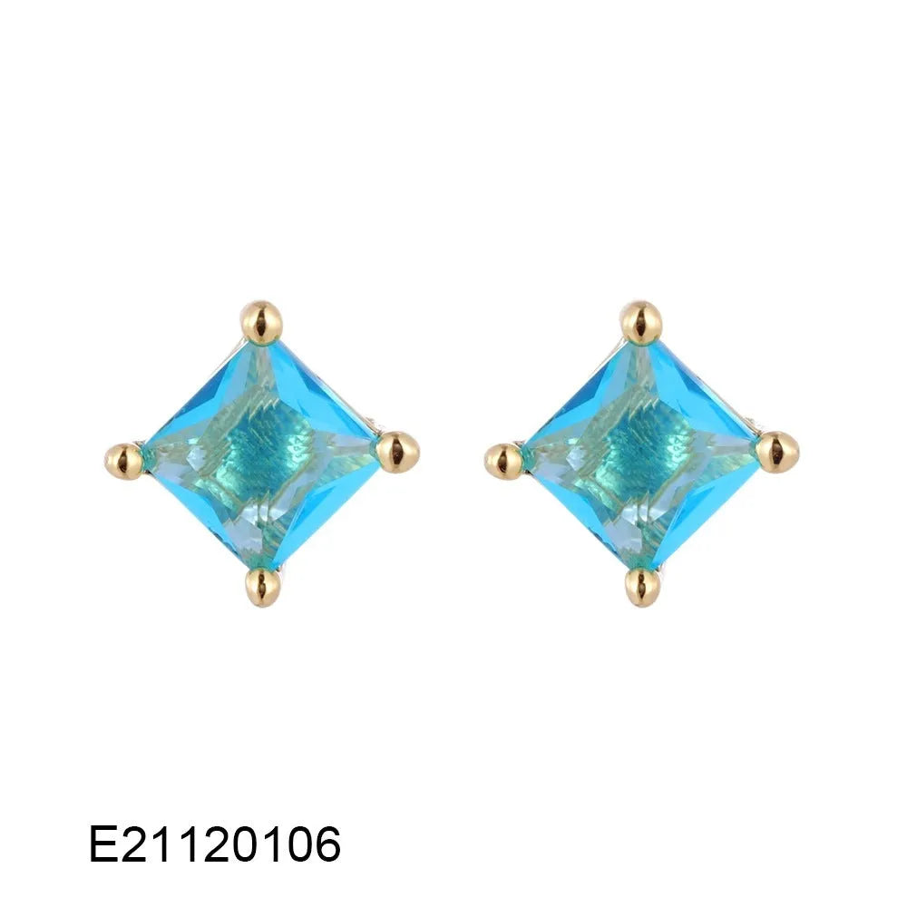Gold-plated drop earrings with a pear-shaped zircon stone in a candy colour.
