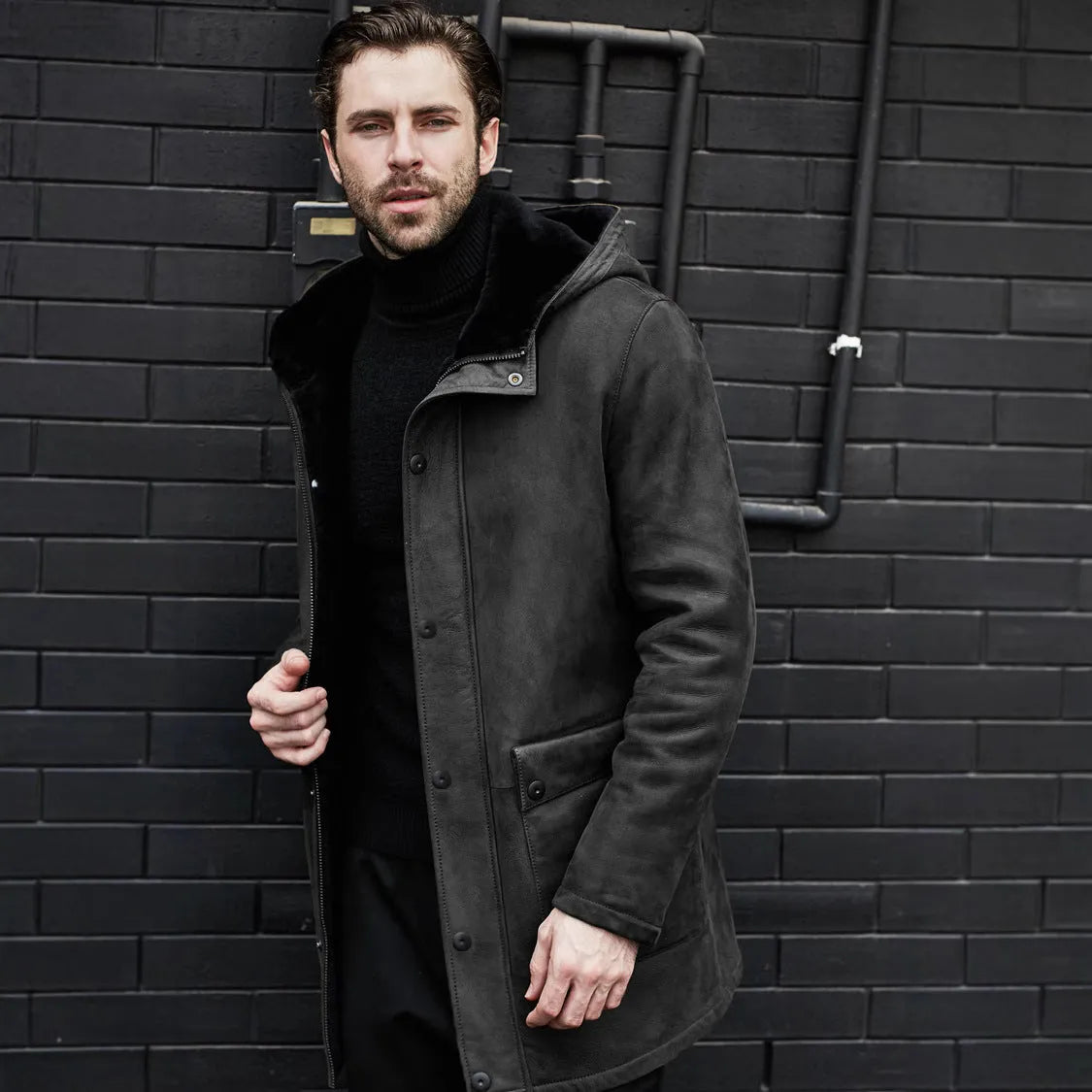 Men's casual fleece hooded jacket in solid suede fabric, available in black, red, brown, gray, sizes M to 4XL