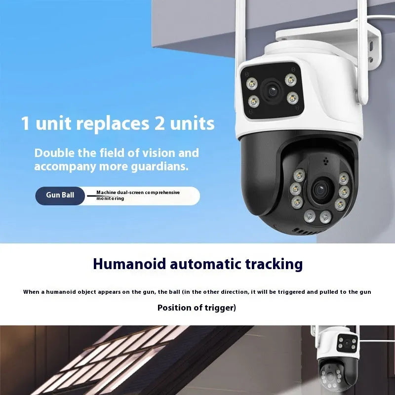 Outdoor wireless surveillance camera system with dual-screen monitor for home security