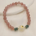 Women's strawberry quartz blue water emerald bracelet with electroplated finish and New Chinese style design