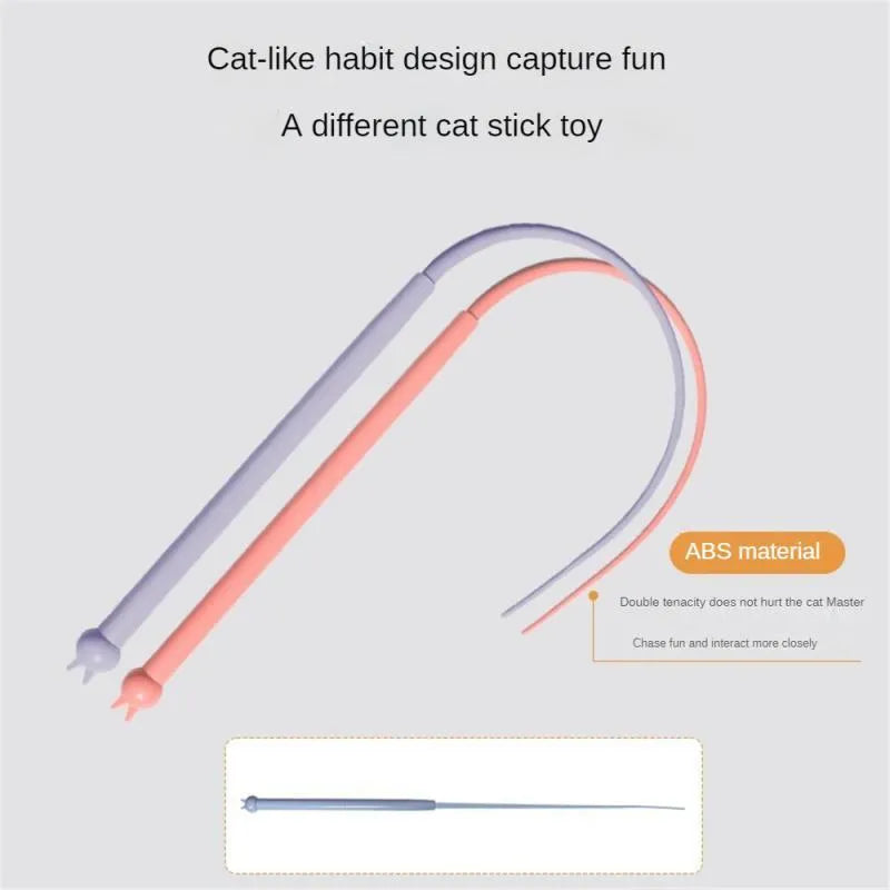 Simulated mouse tail cat toy with long silicone tail and cat head handle for interactive pet play