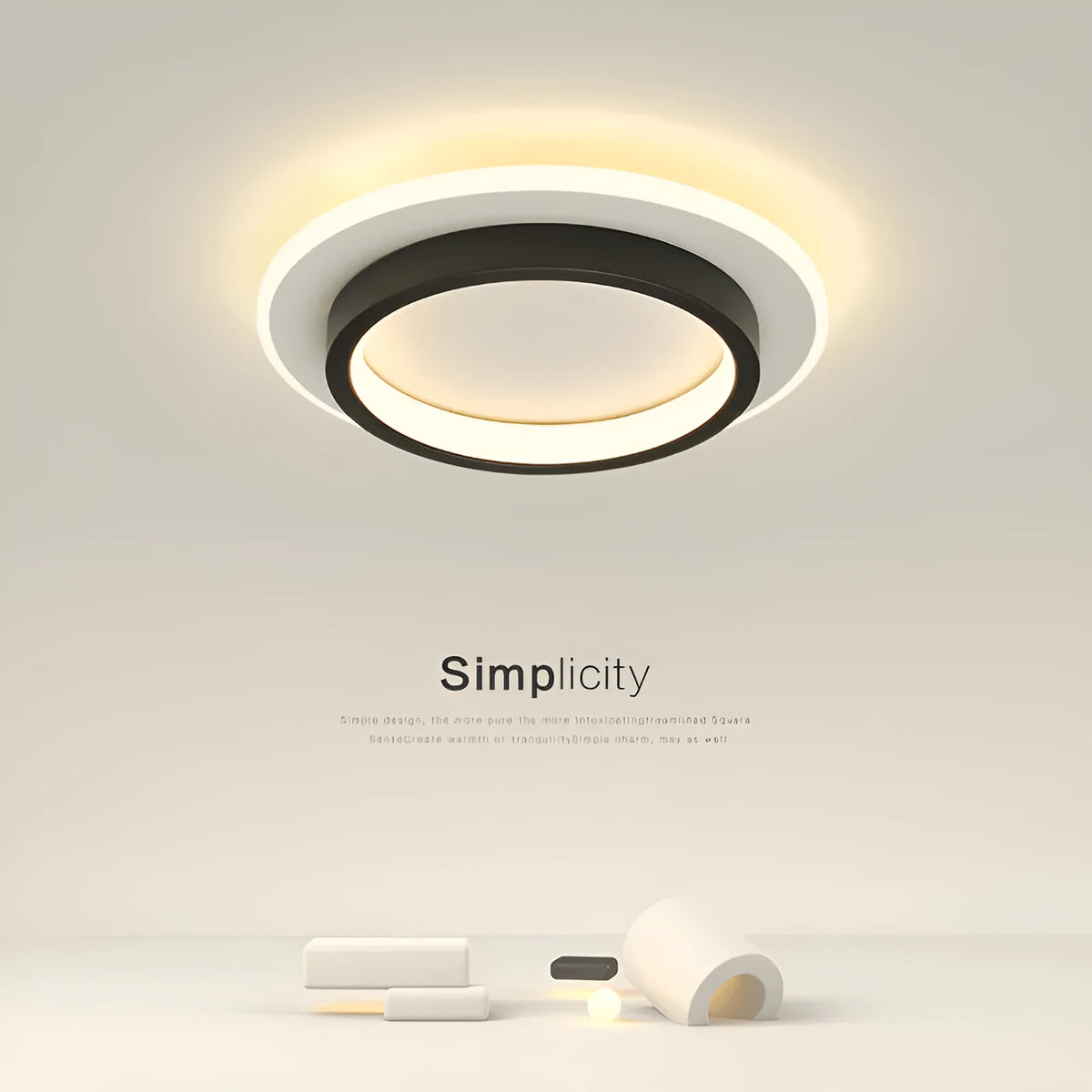 Nordic LED ceiling light surface mounted on hallway ceiling, black finish, warm light on