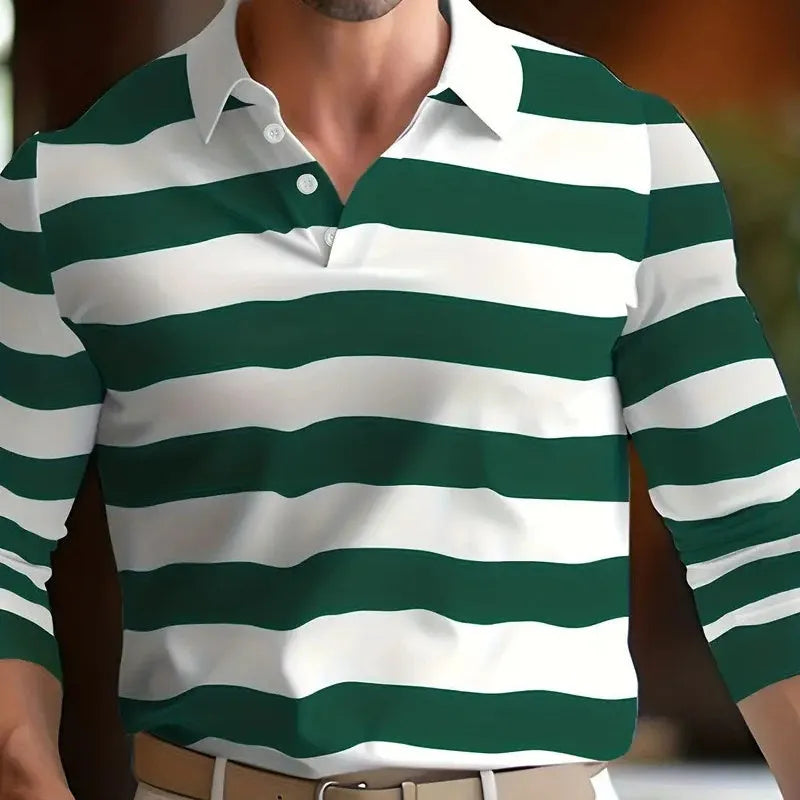 Men's loose fit button-up long sleeve shirt in polyester blend fabric available sizes S to 6XL