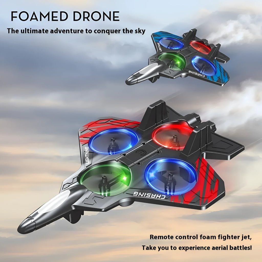 E72 foam remote control toy airplane in blue with gesture recognition and multiple battery options