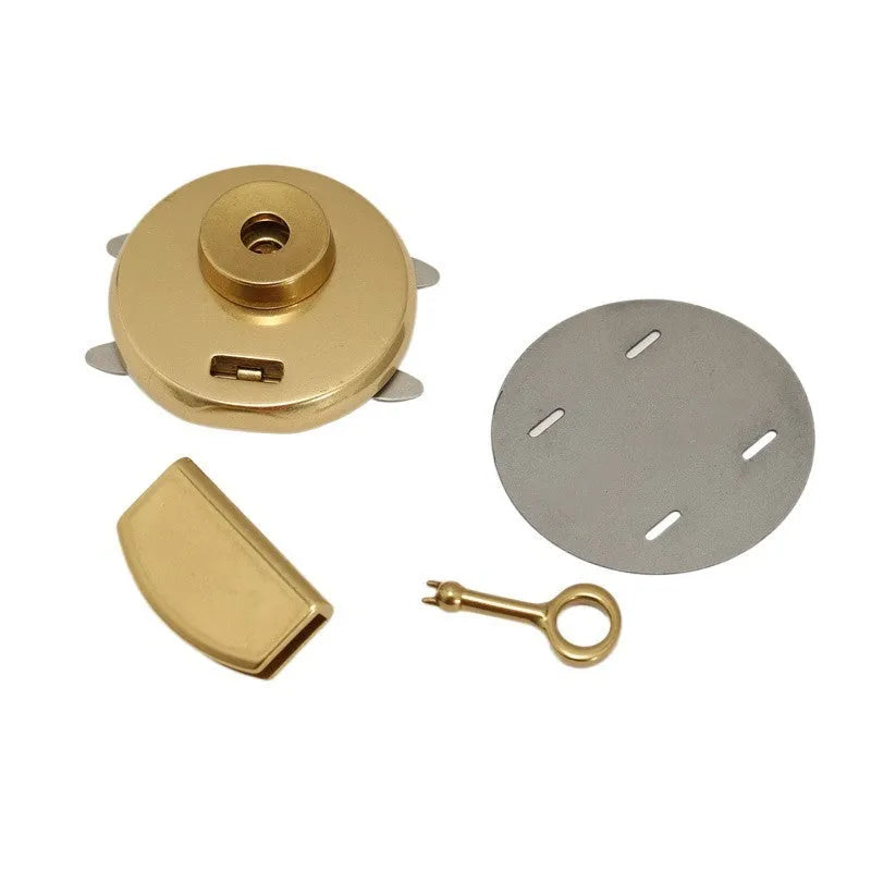 Pure copper round twist lock in brass, large round lock design for bags and cases