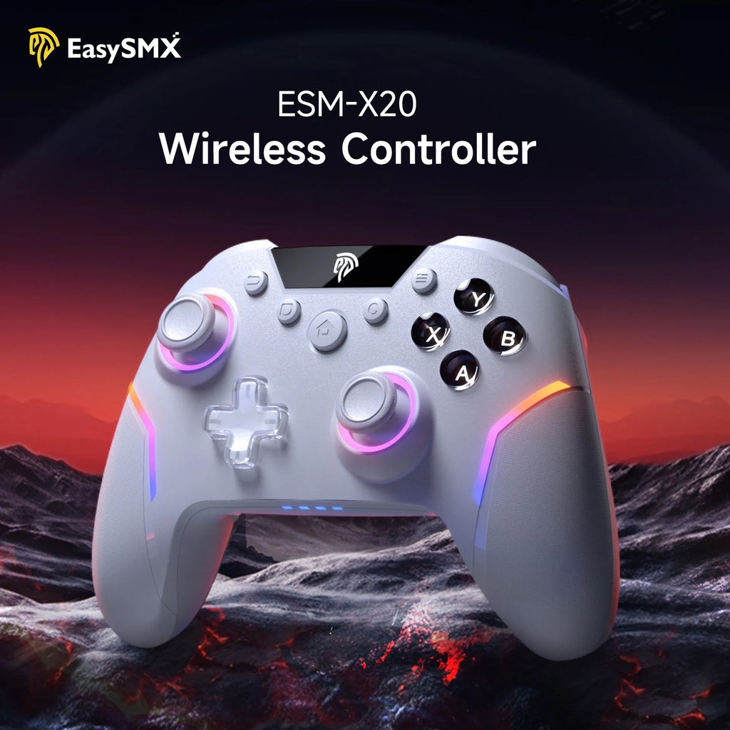 Gray White wireless Steam Elite controller with ABS PC body, 15.30 x 10.20 x 5.60cm, USB interface.