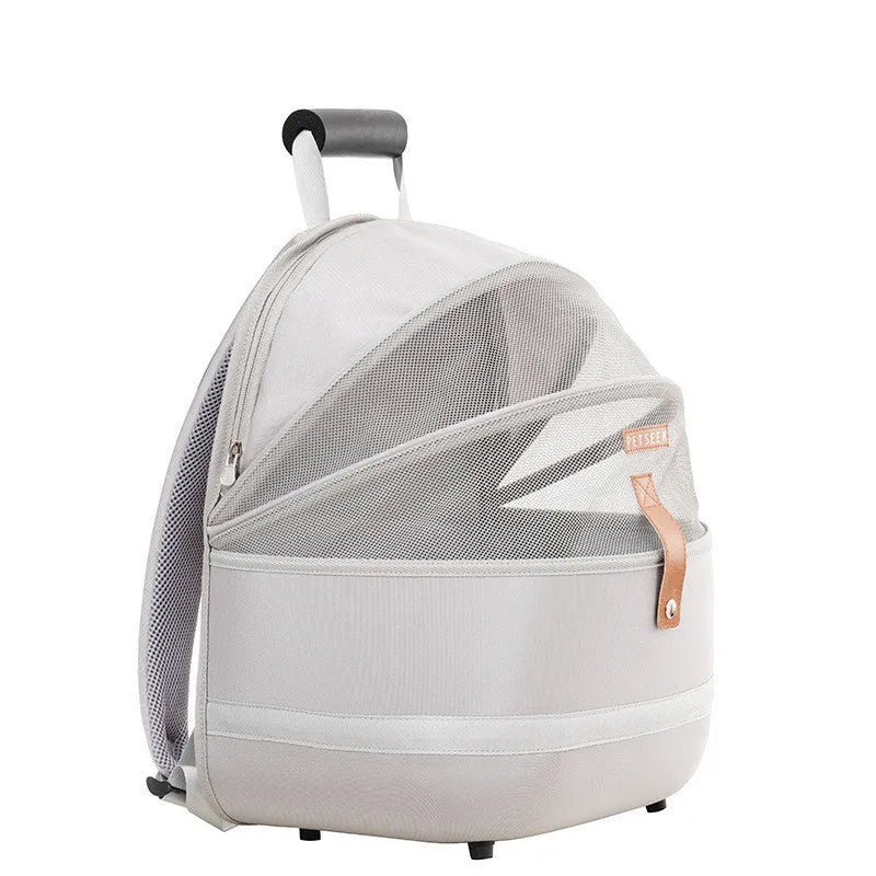 Cat carrier backpack in grey canvas with front opening for pets up to 15 kg