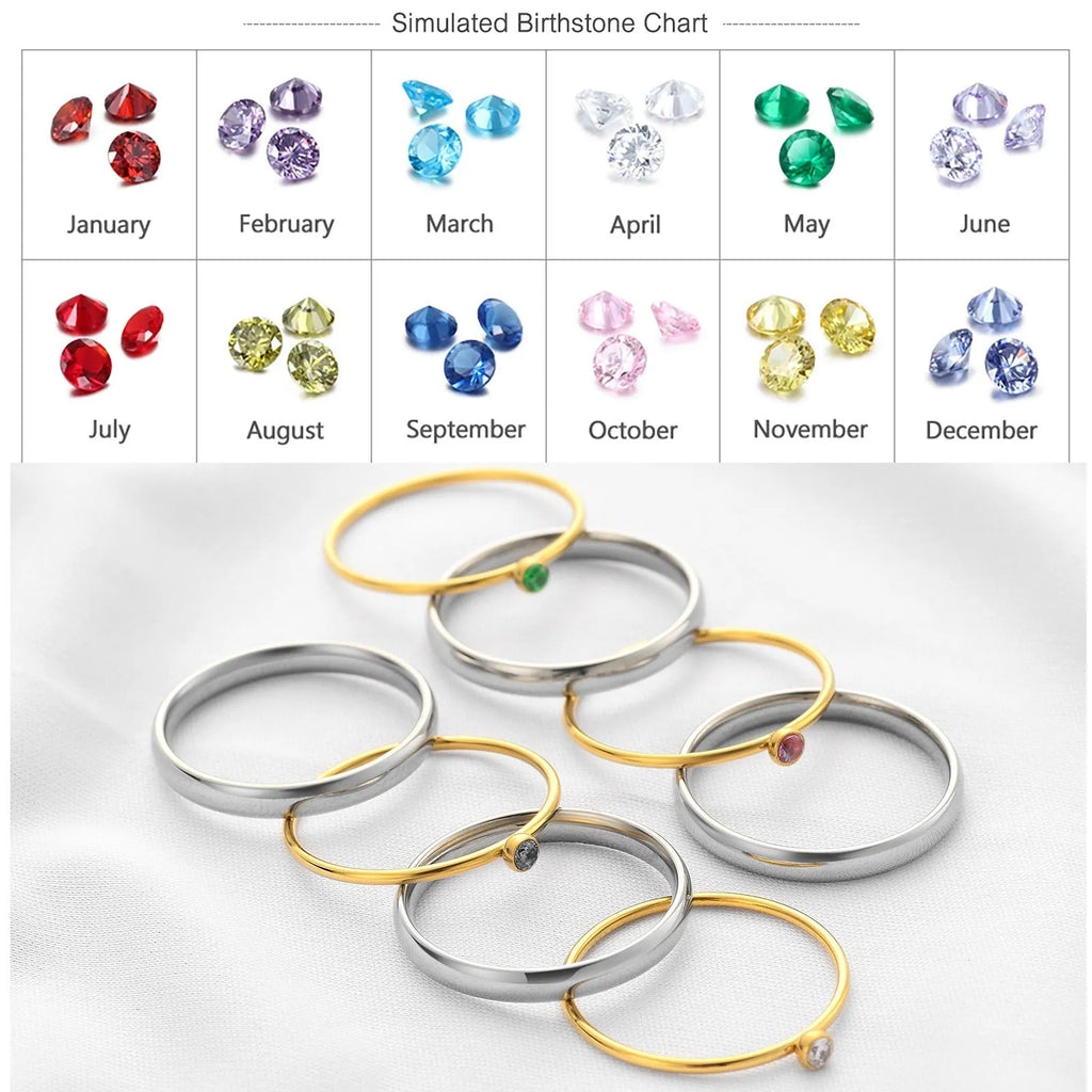 December birthstone titanium steel engraved ring with geometric shape and electroplated colour
