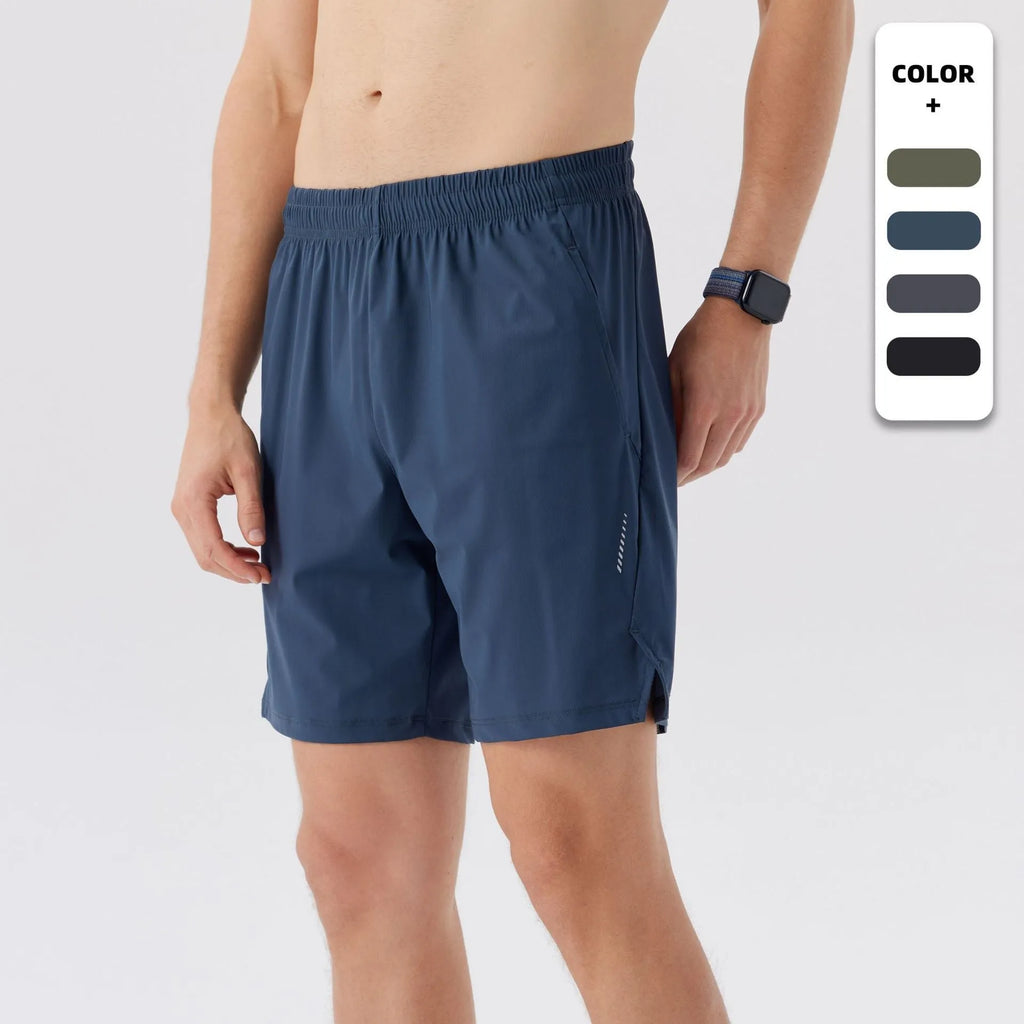 Men's ice silk sports shorts in breathable nylon fabric showing mid waist design