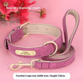 Brown double-layer leather dog collar with mohair lining and a matching leash on a wooden surface.
