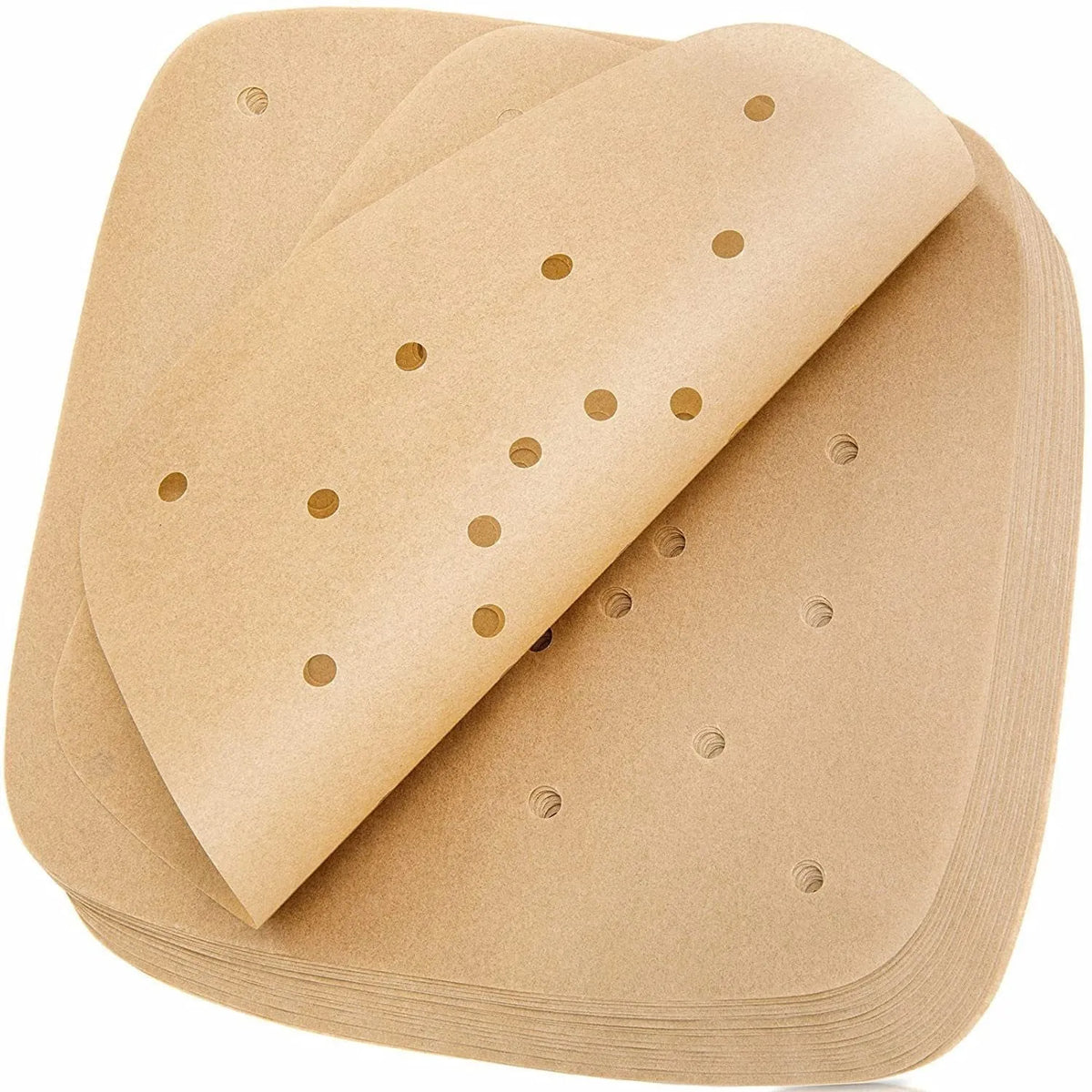 200 pack oiled paper square air fryer liners 8 inch and 9 inch natural colour with holes