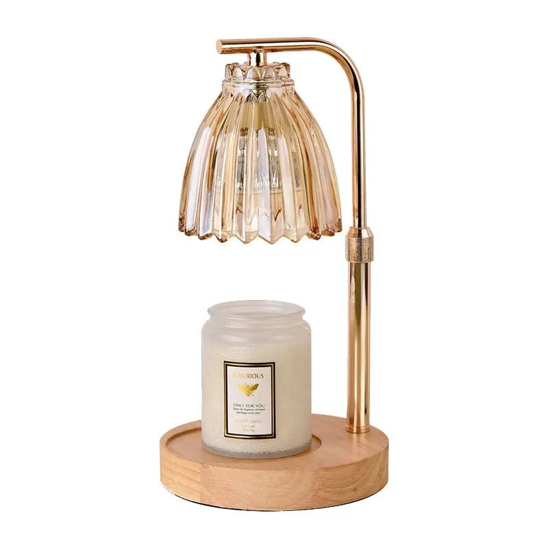 French retro fragrance table lamp in striped champagne gold with dimming and UK plug option