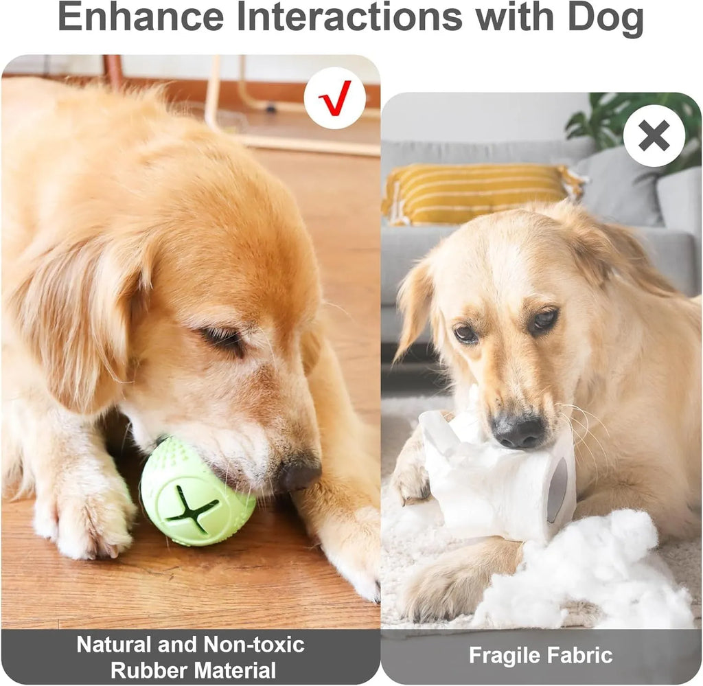 Blue natural rubber bone-shaped dog chew toy on a plain background