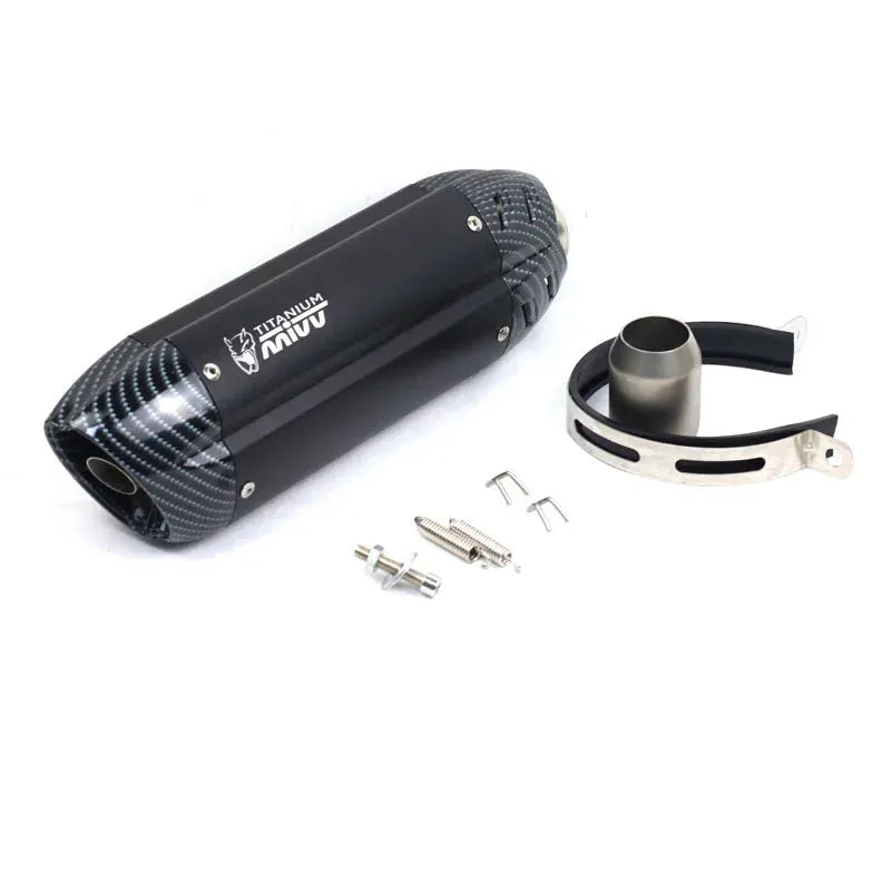 Stainless steel motorcycle exhaust modification kit with 51mm interface and 370mm total length