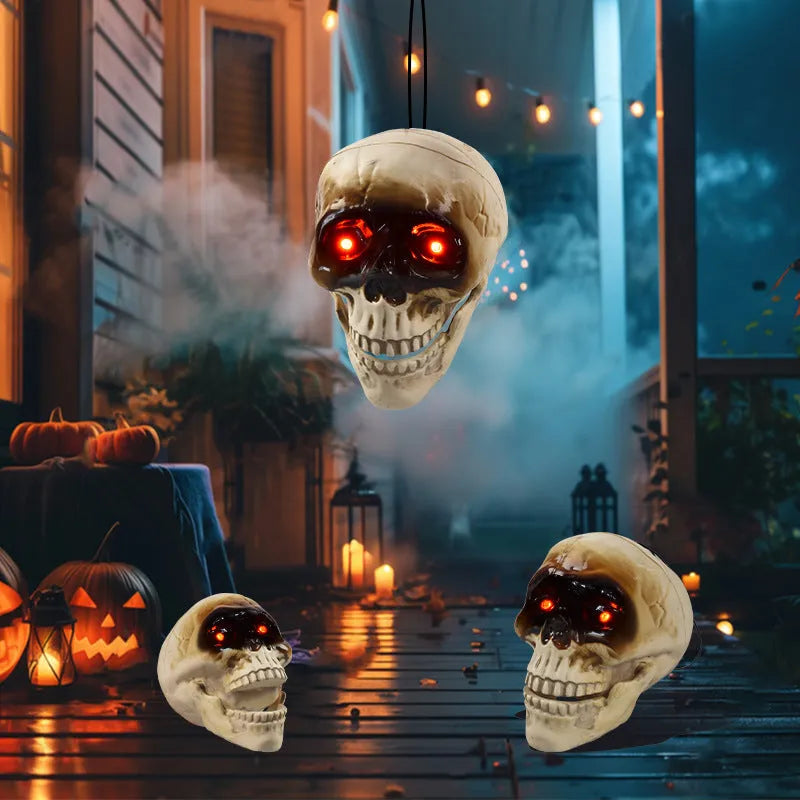 Animated floating skeleton skull head decoration Z270 open mouth electric head with scary sound