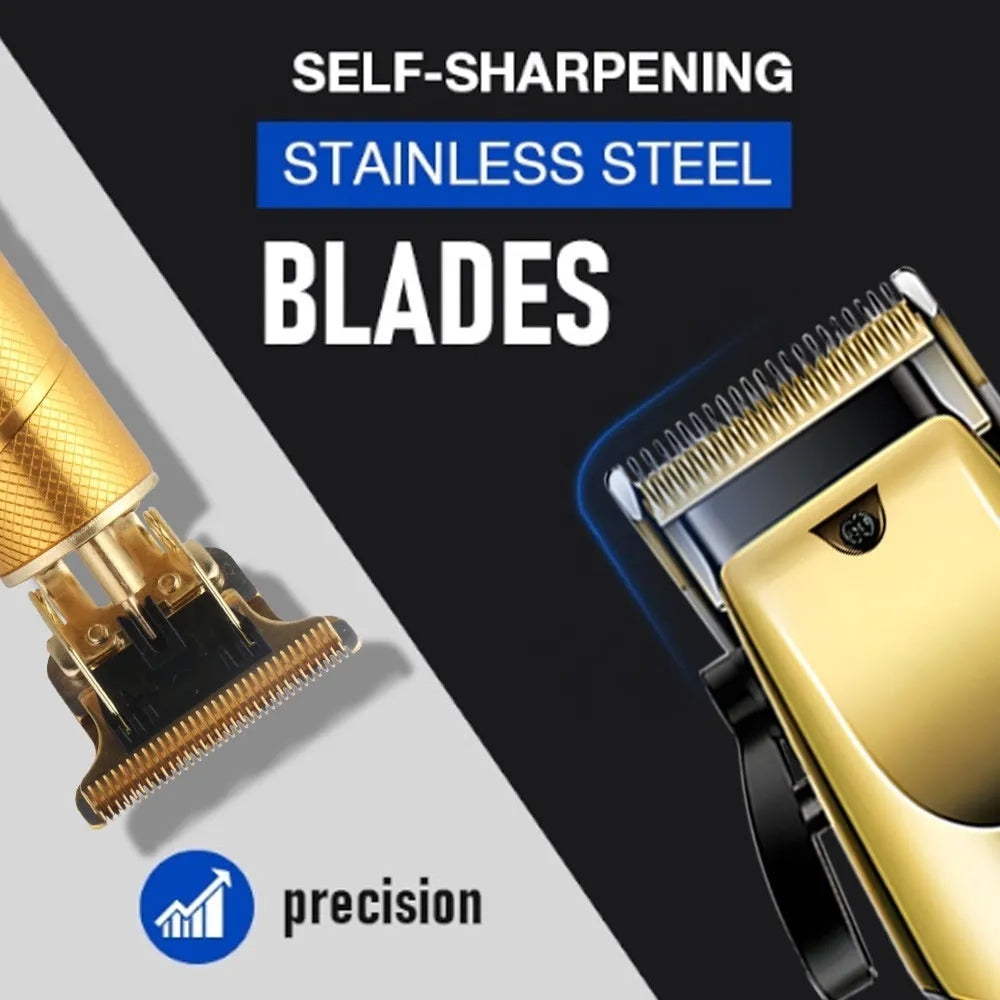 Gold spiral professional hair clipper suit with rechargeable brushless motor and shaver
