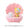 Shell Star Light resin cartoon animal girl night lamp in pink, blue, purple or yellow.