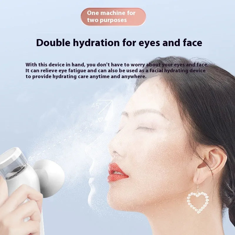 White portable rechargeable eye warm compress device with eye mask.