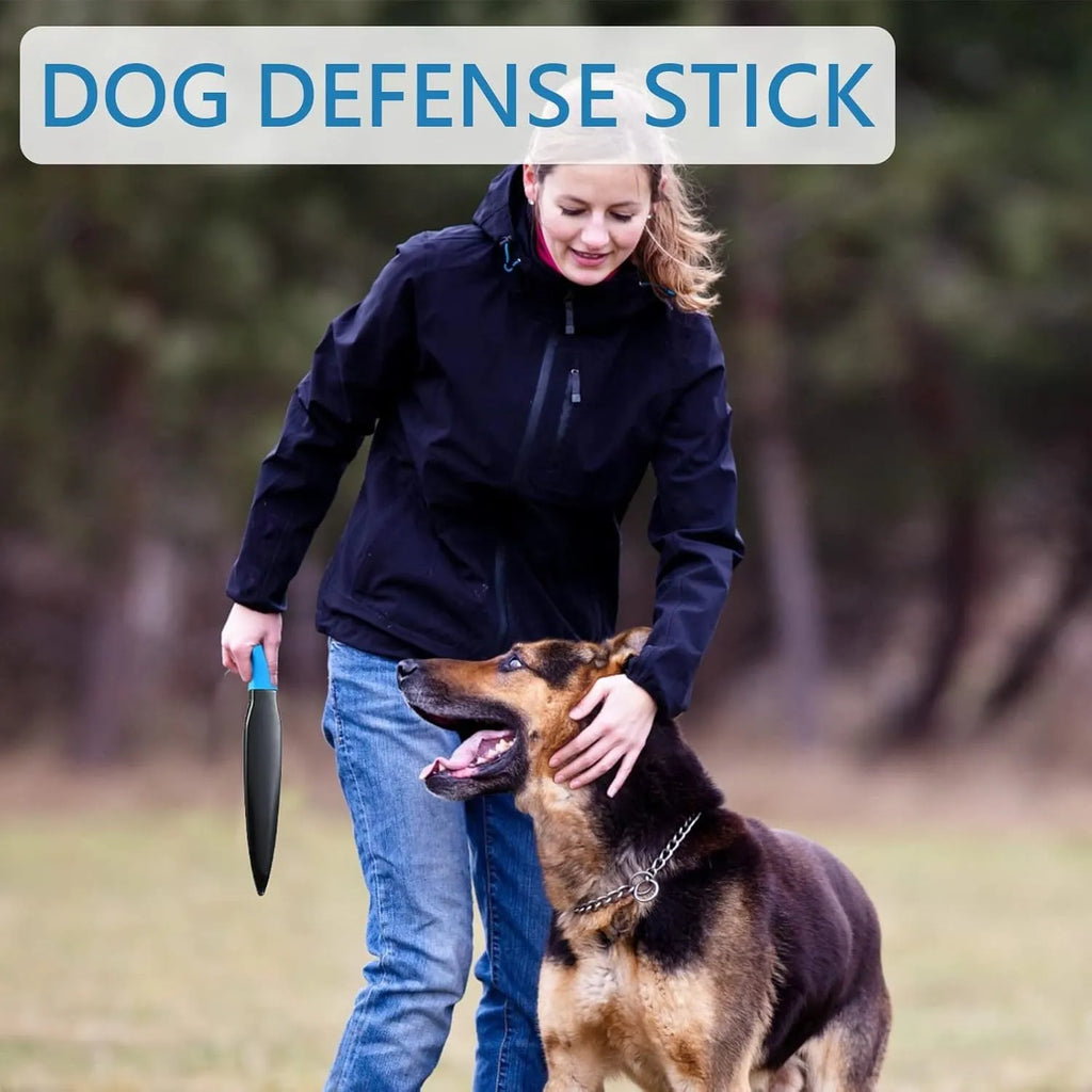 Blue handled nylon dog break stick for training, 35 cm long.