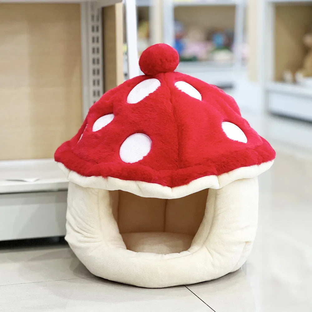 Plush cat kennel with half-surrounded mushroom shape, 42cm, picture style colour