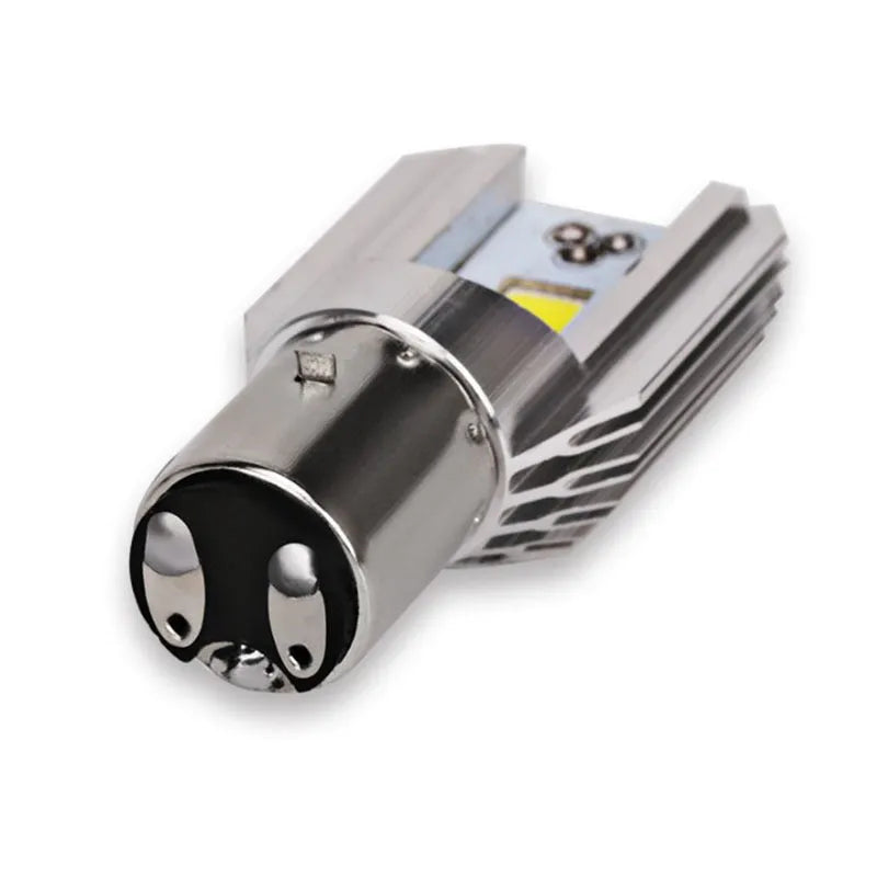 Motorcycle LED headlight unit with aluminium housing and M4/H6 base fittings