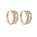 Gold copper micro inlaid zircon geometric U-shaped earrings for women ear clip style