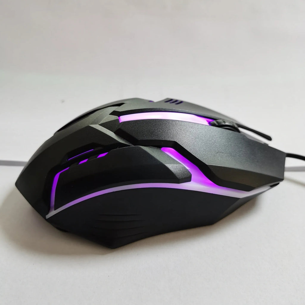 Wired luminous e-sports office computer mouse with 1.35m USB cable in black