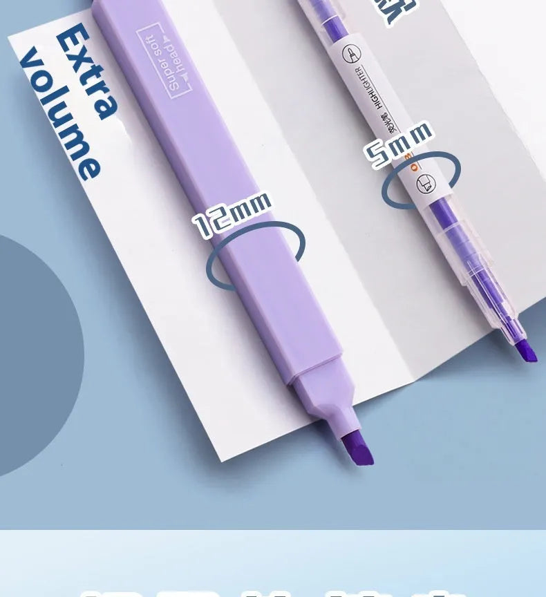 Double-headed fluorescent marking pen showing chisel and fine tips, with packs for Salt and Sweet series.