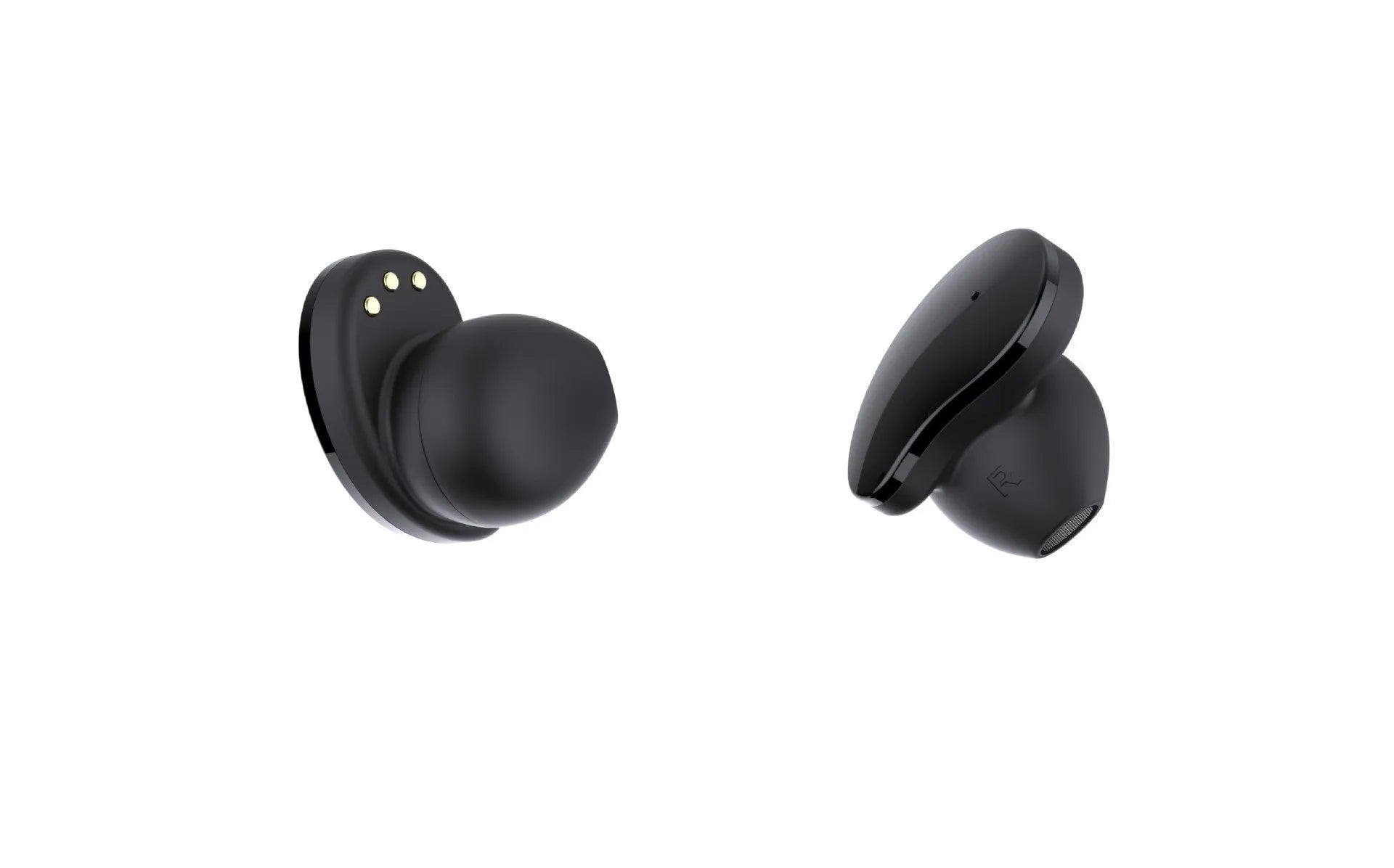 Black smart bracelet with detachable wireless earphones showing colour screen display