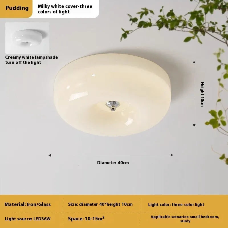 American-style cream coloured bedroom ceiling lamp with three-colour light.