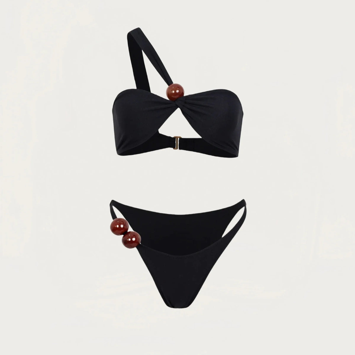 Pure colour backless split bikini swimsuit in quick-drying nylon fabric, available in multiple colours on model