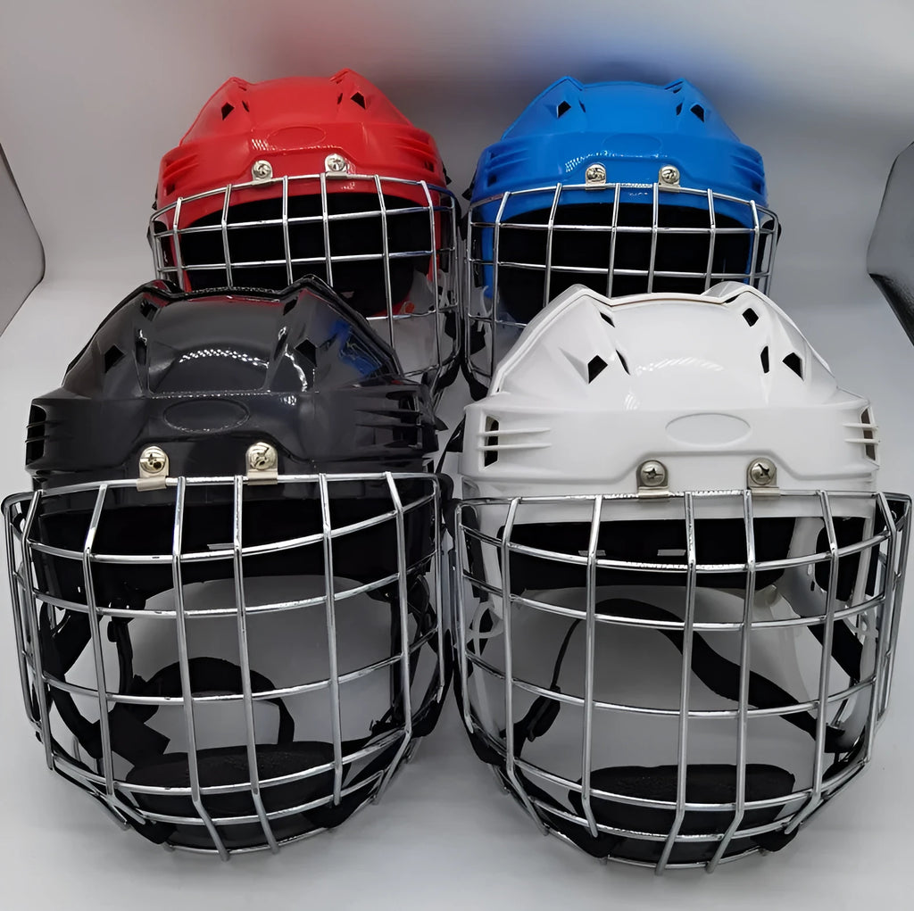 Multi-sport anti-fall helmet for ice hockey rugby and roller skating in black blue red white sizes S M L