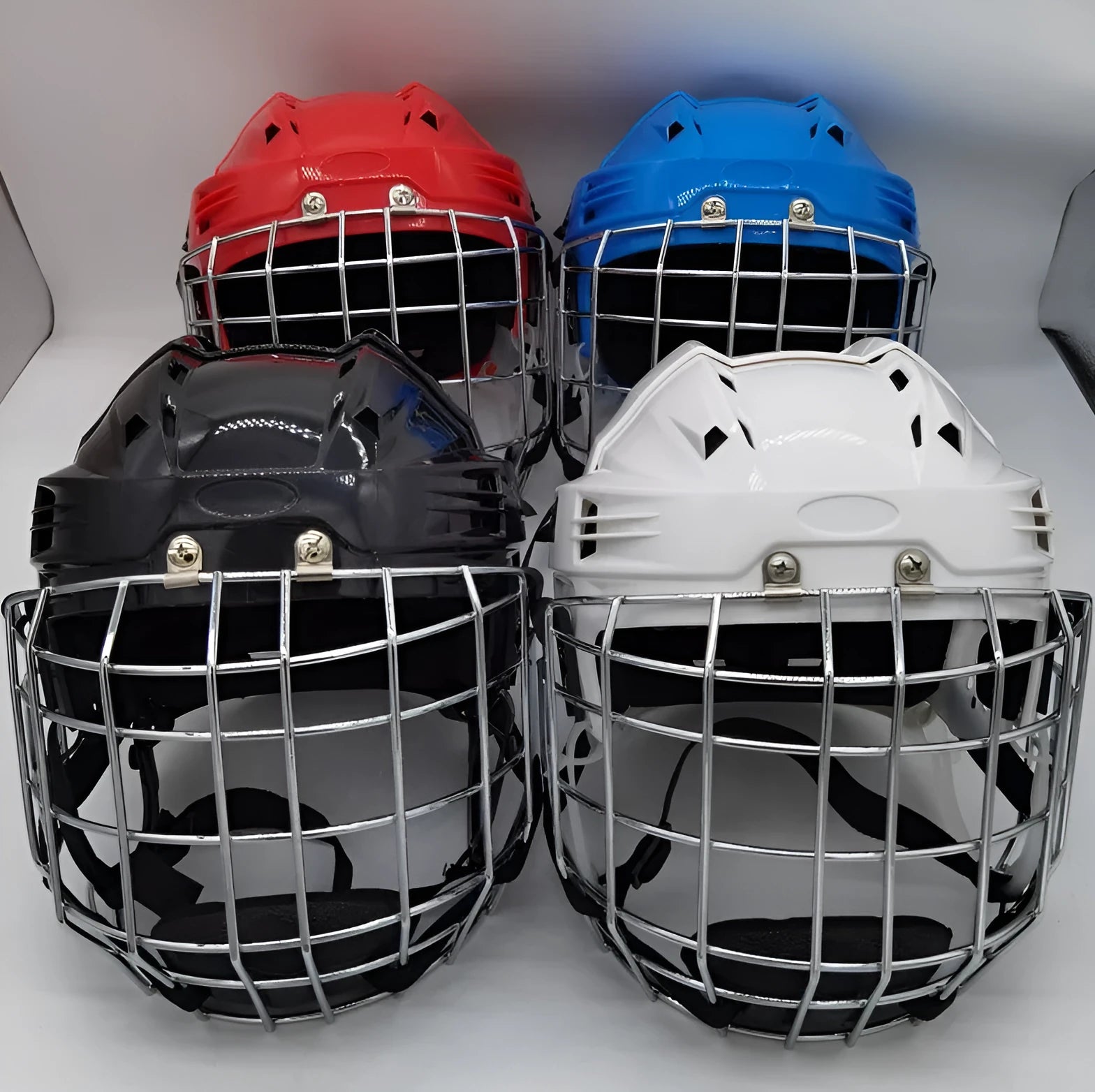 Multi-sport anti-fall helmet for ice hockey rugby and roller skating in black blue red white sizes S M L