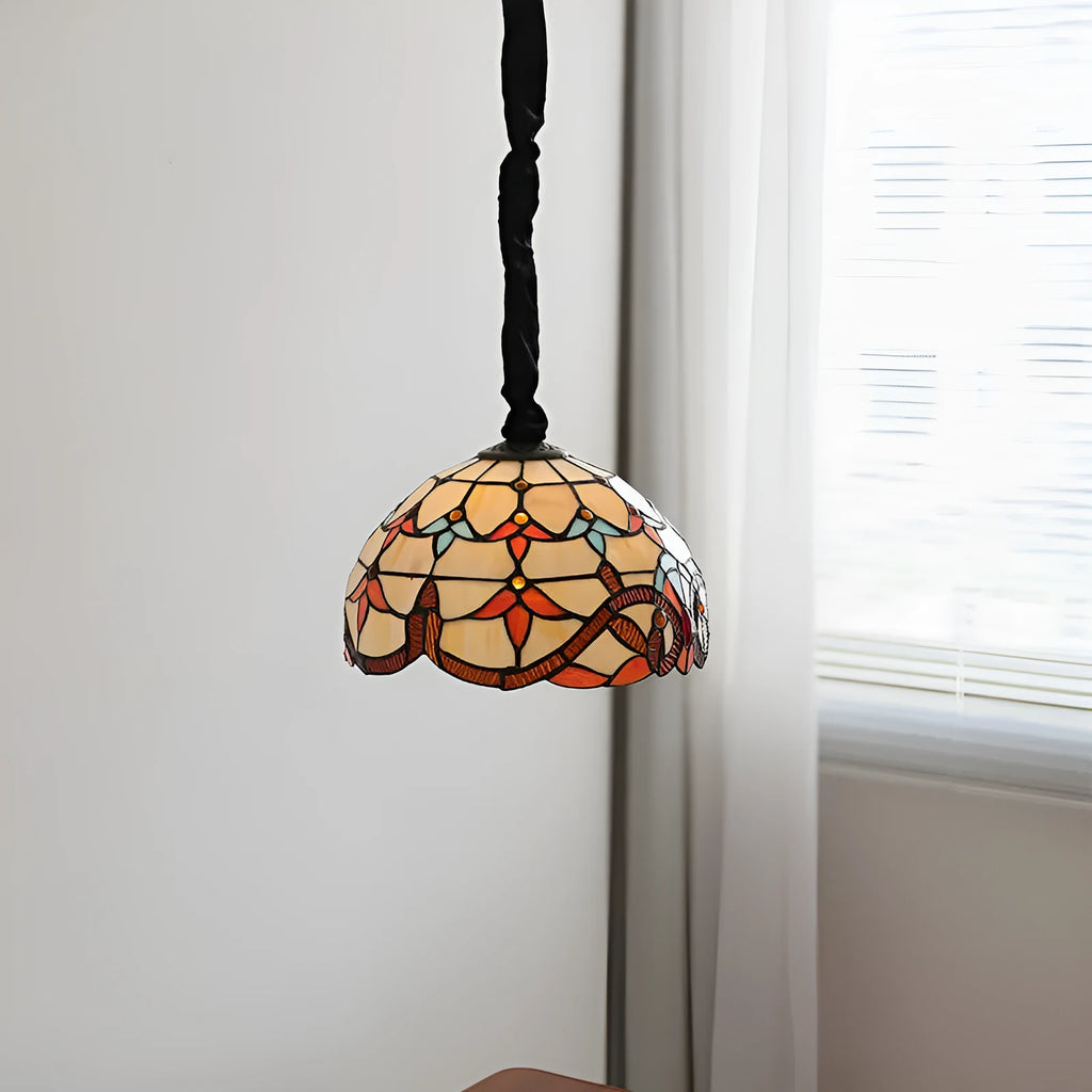 Mediterranean pendant lamp MD-1027 with hand-woven glass lampshade and ABS chassis, single light source for bedroom or dining room