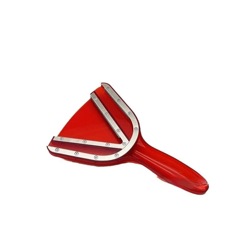 Red adjustable telescopic can and bottle opener made from ABS plastic on a white background.