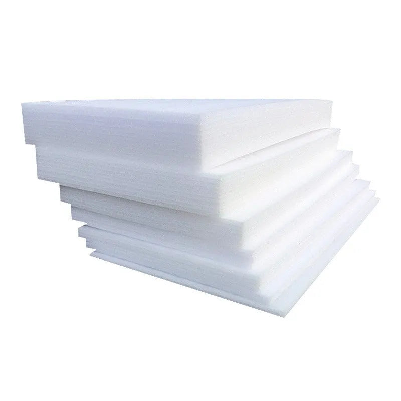Large white EPE pearl cotton foam board showing texture and 10mm thickness, dimensions 200cm by 100cm.