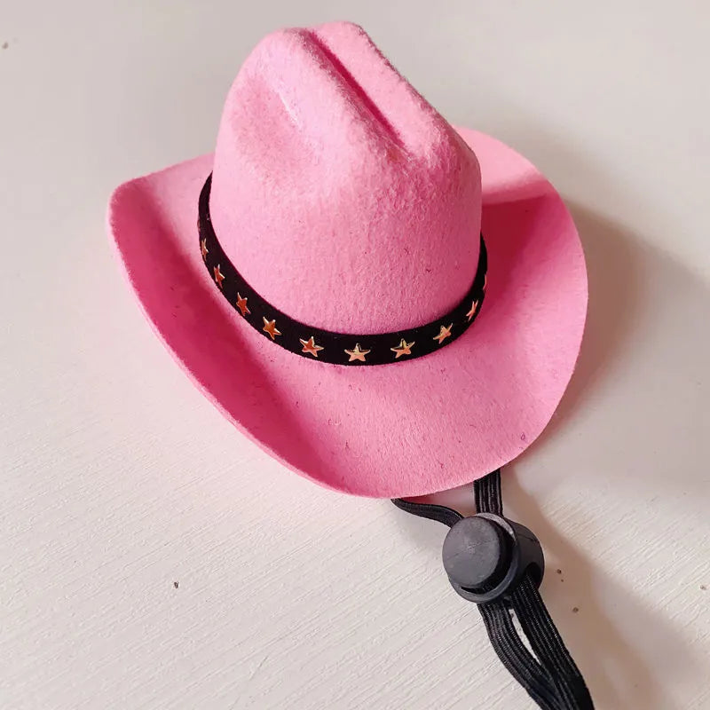 British cat cowboy hat in non woven fabric with ribbon details for small to medium cats