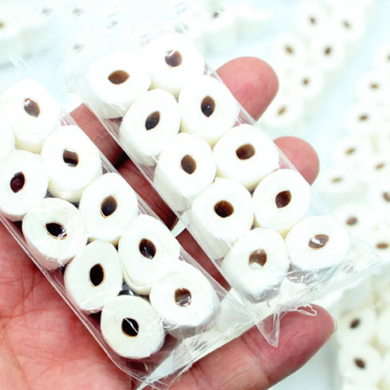 Miniature brown paper toilet paper roll model for childrens toys, size 30mm by 15mm by 80mm.