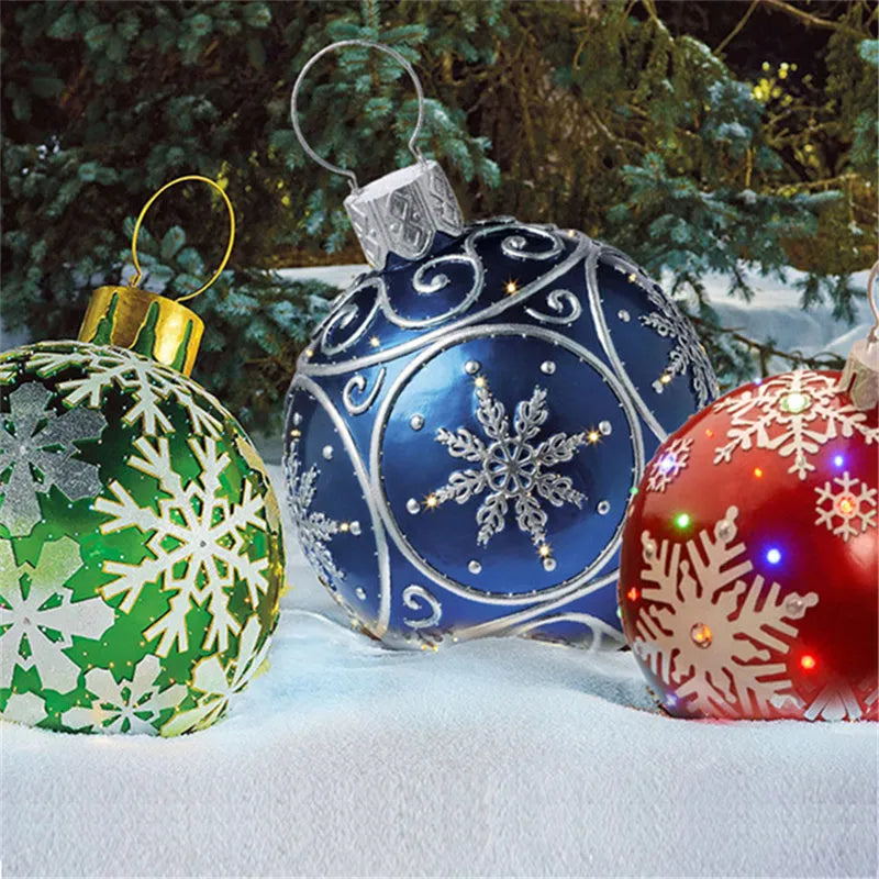 60cm PVC inflatable Christmas ball outdoor decoration in garden setting