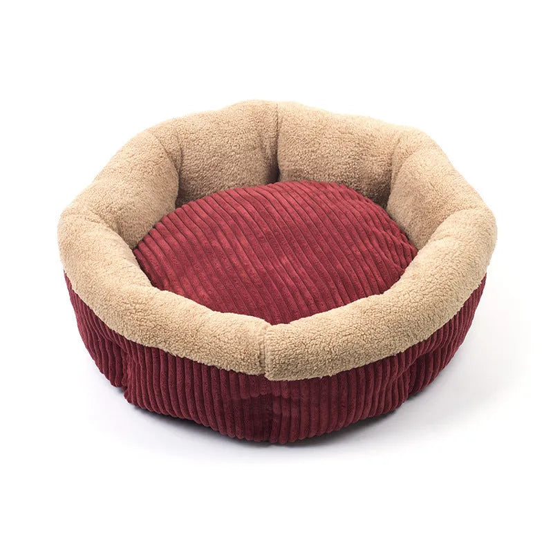 Velvet octagonal pet nest in soft cotton velvet, 850g, for small dogs and cats