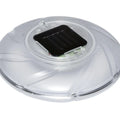Bestway 58111 solar floating light floating on pool water surface with sunlight reflecting