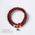Purple gold sand bracelet with lotus seedpod beads in double circle hand-woven design