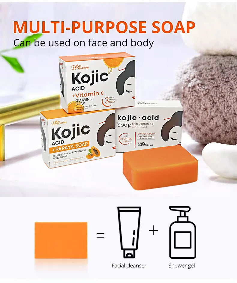 Natural organic soap bar for dark spot removal with kojic acid, vitamin C, and retinol variants