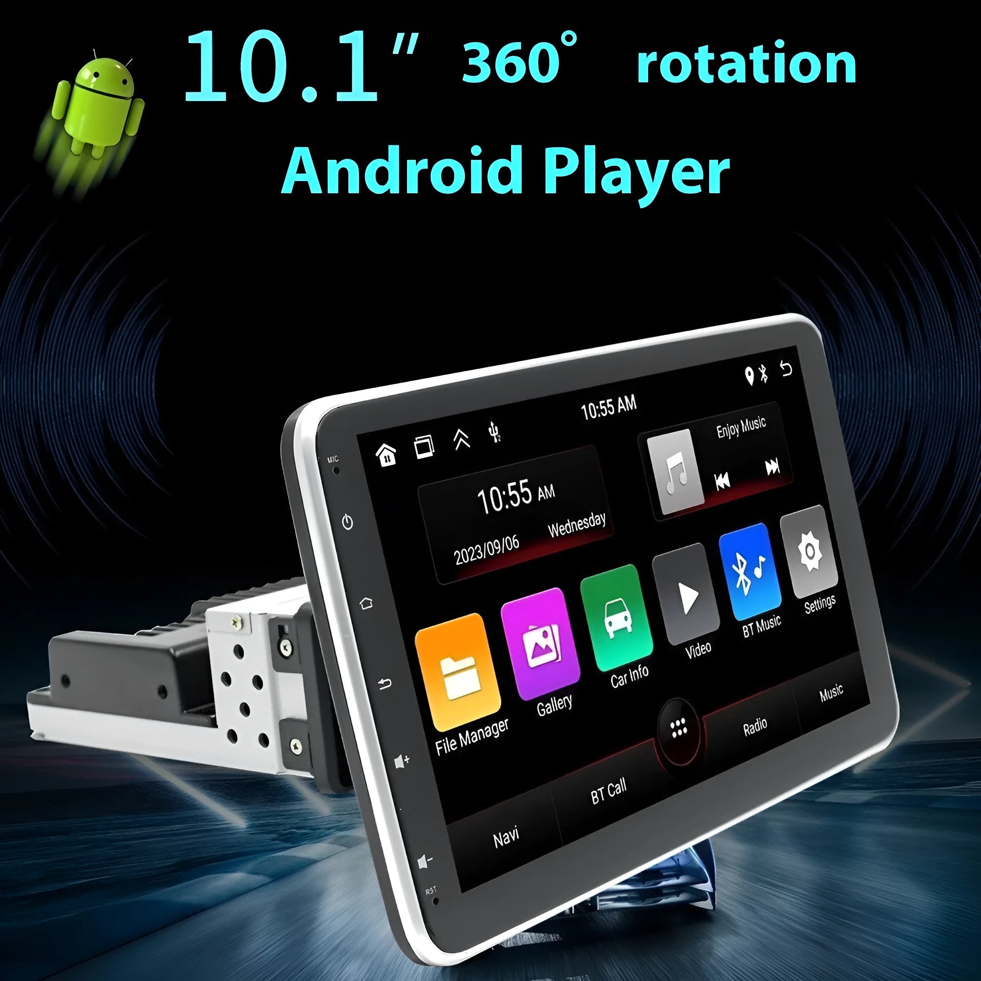 10.1 inch Android central control with 360 degree rotating screen and Bluetooth for universal vehicles