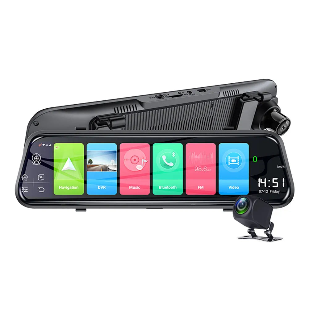 10-inch streaming media rearview mirror driving recorder with touch IPS screen and front camera
