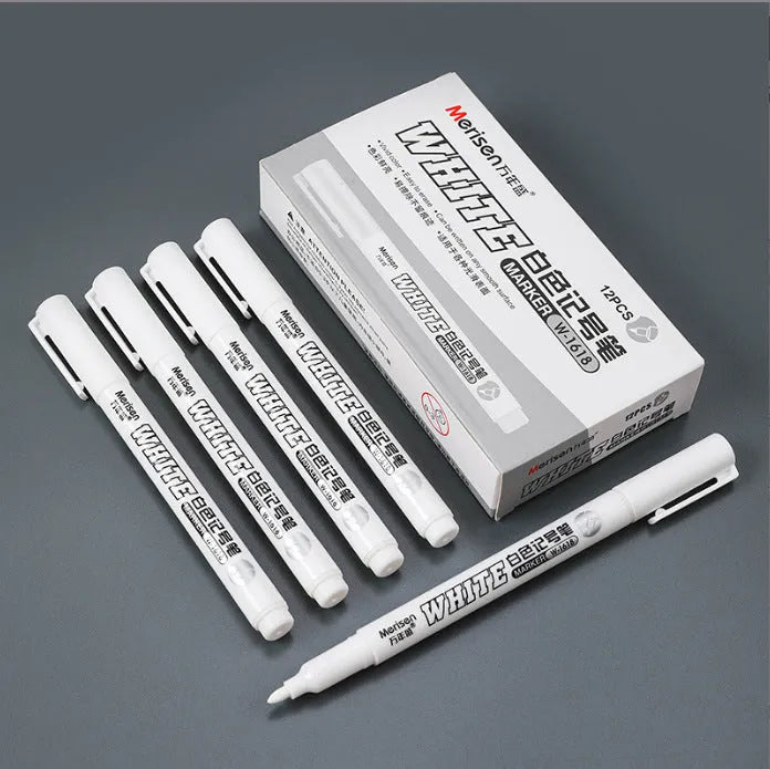 14cm white oil-based painting pen with single head and 2.8mm white marker refill option for craft and DIY use